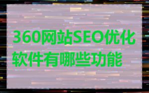 360网站SEO优化软件有哪些功能