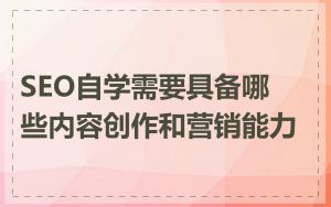SEO自学需要具备哪些内容创作和营销能力