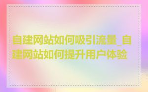 自建网站如何吸引流量_自建网站如何提升用户体验
