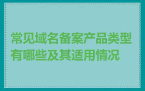 常见域名备案产品类型有哪些及其适用情况
