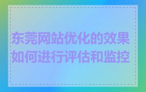 东莞网站优化的效果如何进行评估和监控