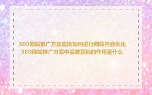 SEO网站推广方案应该如何进行网站内容优化_SEO网站推广方案中品牌营销的作用是什么
