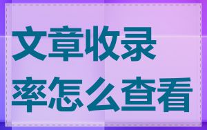 文章收录率怎么查看