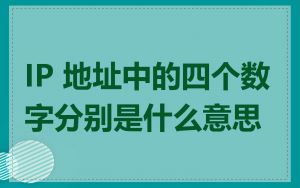 IP 地址中的四个数字分别是什么意思