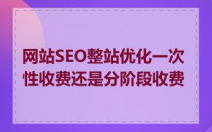 网站SEO整站优化一次性收费还是分阶段收费