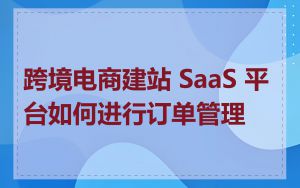 跨境电商建站 SaaS 平台如何进行订单管理