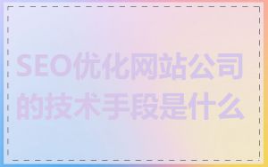 SEO优化网站公司的技术手段是什么