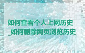 如何查看个人上网历史_如何删除网页浏览历史