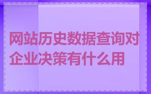 网站历史数据查询对企业决策有什么用