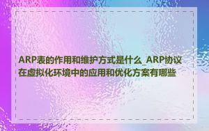 ARP表的作用和维护方式是什么_ARP协议在虚拟化环境中的应用和优化方案有哪些