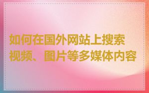 如何在国外网站上搜索视频、图片等多媒体内容