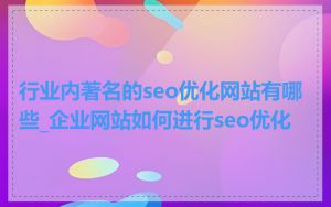 行业内著名的seo优化网站有哪些_企业网站如何进行seo优化