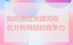 如何通过关键词排名分析网站的竞争力