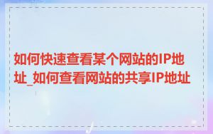 如何快速查看某个网站的IP地址_如何查看网站的共享IP地址