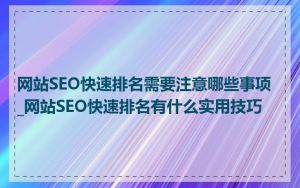 网站SEO快速排名需要注意哪些事项_网站SEO快速排名有什么实用技巧