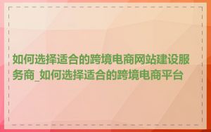 如何选择适合的跨境电商网站建设服务商_如何选择适合的跨境电商平台