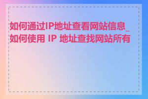 如何通过IP地址查看网站信息_如何使用 IP 地址查找网站所有者