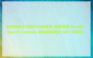 如何优化文章的SEO关键词_如何使用 Google Search Console 来分析和优化 SEO 关键词