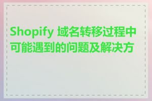Shopify 域名转移过程中可能遇到的问题及解决方法