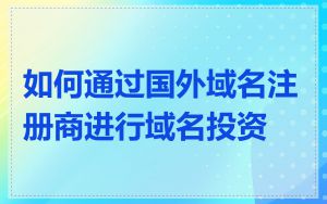如何通过国外域名注册商进行域名投资