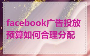 facebook广告投放预算如何合理分配