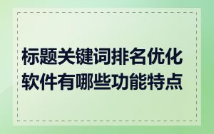 标题关键词排名优化软件有哪些功能特点