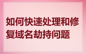 如何快速处理和修复域名劫持问题