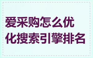 爱采购怎么优化搜索引擎排名