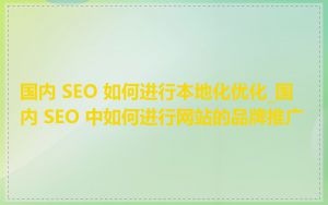 国内 SEO 如何进行本地化优化_国内 SEO 中如何进行网站的品牌推广