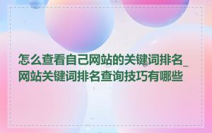 怎么查看自己网站的关键词排名_网站关键词排名查询技巧有哪些