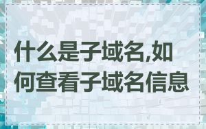 什么是子域名,如何查看子域名信息
