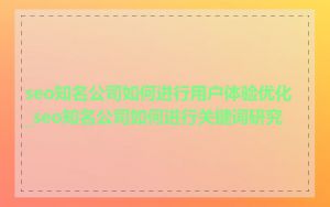 seo知名公司如何进行用户体验优化_seo知名公司如何进行关键词研究