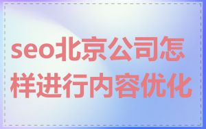 seo北京公司怎样进行内容优化