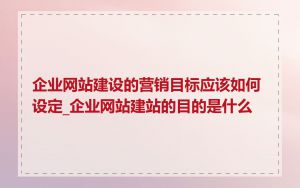 企业网站建设的营销目标应该如何设定_企业网站建站的目的是什么