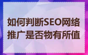 如何判断SEO网络推广是否物有所值