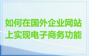 如何在国外企业网站上实现电子商务功能