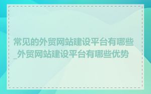 常见的外贸网站建设平台有哪些_外贸网站建设平台有哪些优势
