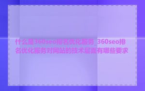 什么是360seo排名优化服务_360seo排名优化服务对网站的技术层面有哪些要求
