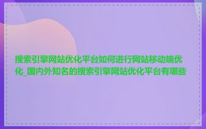 搜索引擎网站优化平台如何进行网站移动端优化_国内外知名的搜索引擎网站优化平台有哪些