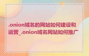 .onion域名的网站如何建设和运营_.onion域名网站如何推广