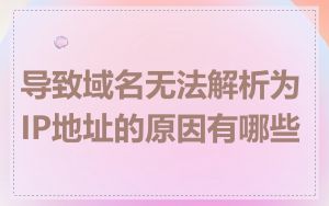 导致域名无法解析为IP地址的原因有哪些