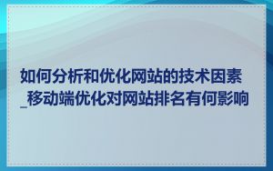如何分析和优化网站的技术因素_移动端优化对网站排名有何影响