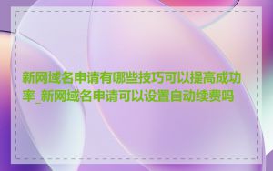 新网域名申请有哪些技巧可以提高成功率_新网域名申请可以设置自动续费吗