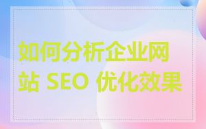 如何分析企业网站 SEO 优化效果