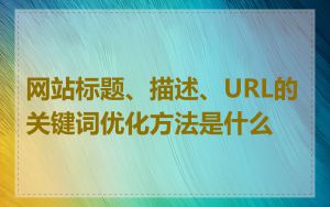 网站标题、描述、URL的关键词优化方法是什么