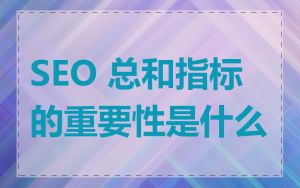 SEO 总和指标的重要性是什么