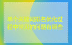 单个关键词排名优化过程中常见的问题有哪些