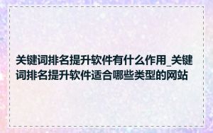 关键词排名提升软件有什么作用_关键词排名提升软件适合哪些类型的网站