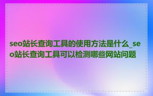 seo站长查询工具的使用方法是什么_seo站长查询工具可以检测哪些网站问题