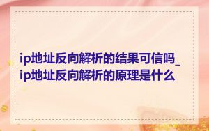 ip地址反向解析的结果可信吗_ip地址反向解析的原理是什么
